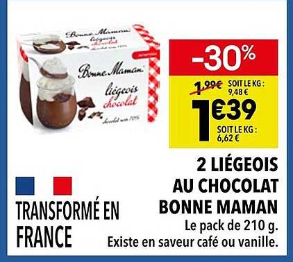 2 Liégeois au Chocolat Bonne Maman