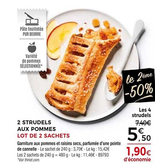 2 STRUDELS AUX POMMES LOT DE 2 SACHETS