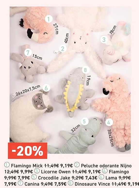 20% de réduction sur une sélection de peluches