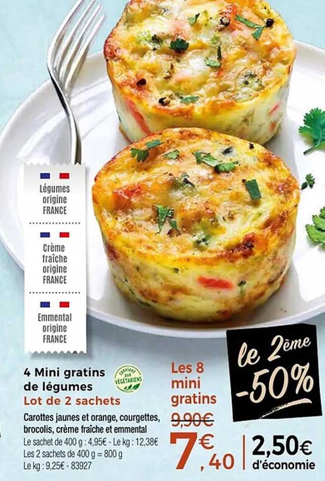 4 Mini gratins de légumes Lot de 2 sachets