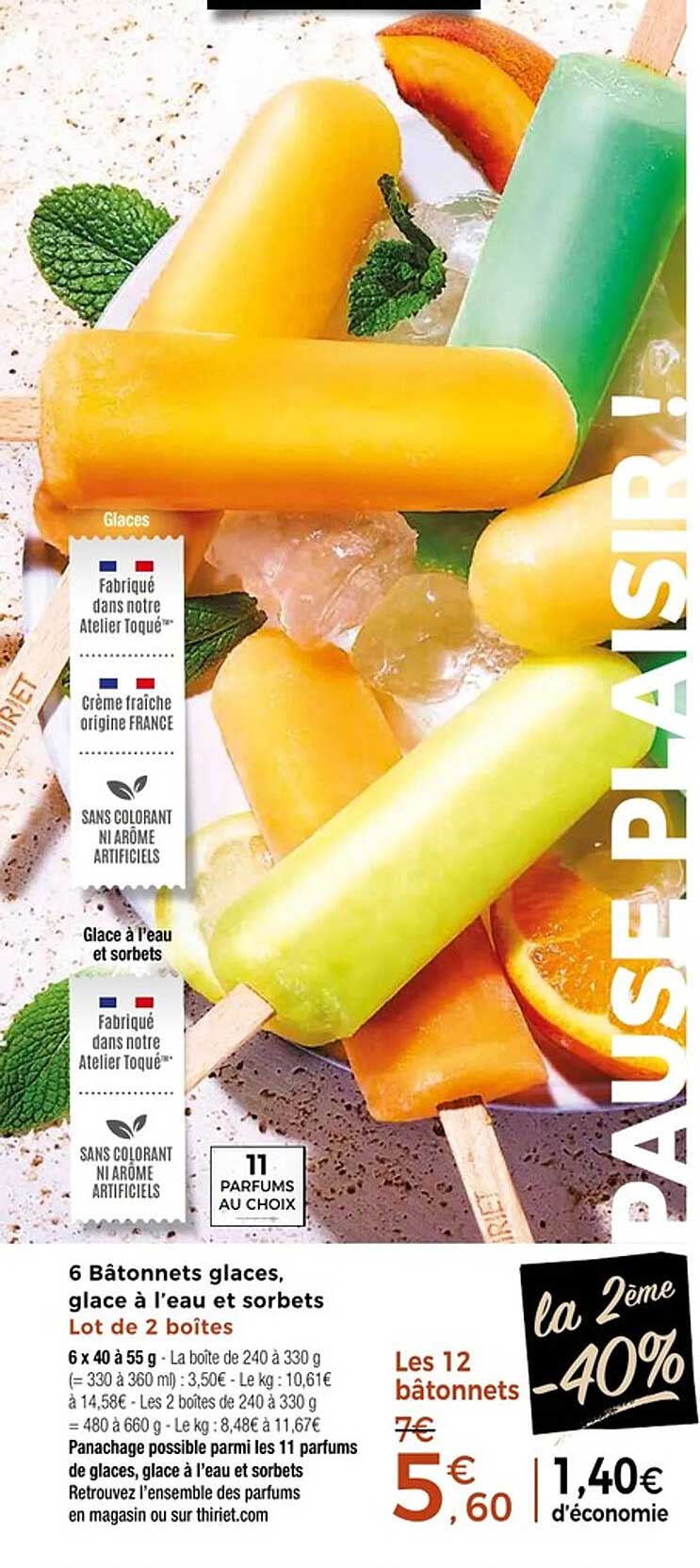 6 Bâtonnets glaces, glace à l'eau et sorbets