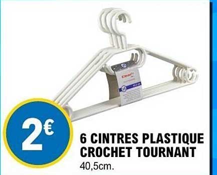 6 CINTRES PLASTIQUE CROCHET TOURNANT