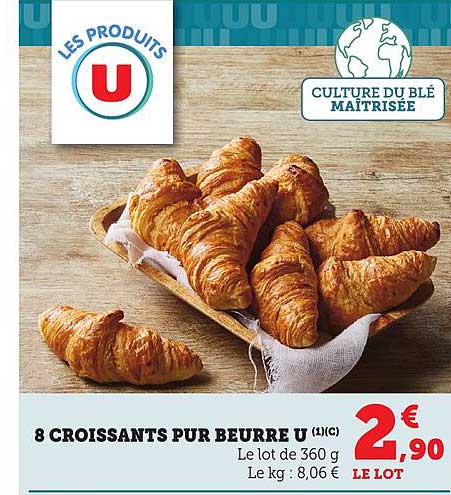 8 croissants pur beurre U (1/c)