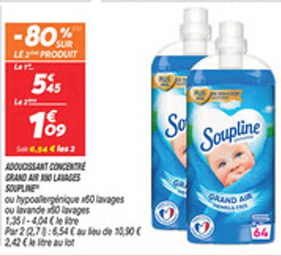 Adoucissant Concentré Grand Air 60 Lavages Soupline