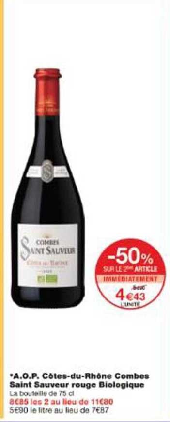 *A.O.P. Côtes-du-Rhône Combes Saint Sauveur rouge Biologique