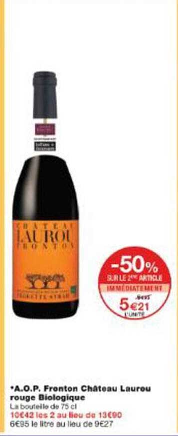 A.O.P. Fronton Château Laurou rouge Biologique