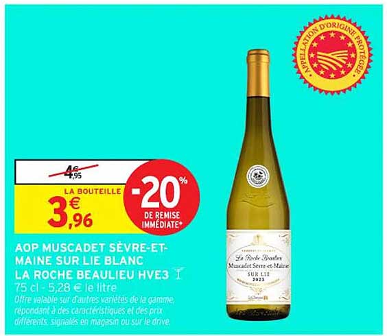 AOP MUSCADET SÈVRE-ET-MAINE SUR LIE BLANC LA ROCHE BEAULIEU HVE3