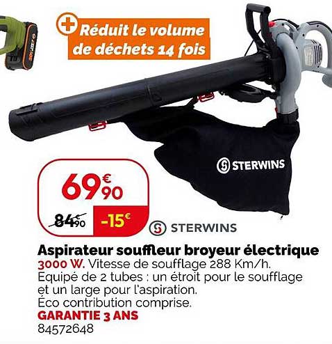 Aspirateur souffleur broyeur électrique 3000 W