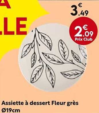 Assiette à dessert Fleur grès Ø19cm