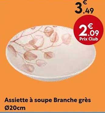 Assiette à soupe Branche gris Ø20cm