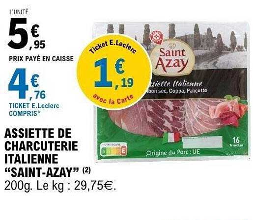 ASSIETTE DE CHARCUTERIE ITALIENNE "SAINT-AZAY"