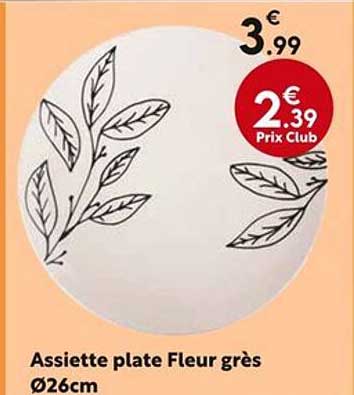 Assiette plate Fleur gris Ø26cm