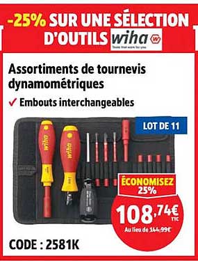 Assortiments de tournevis dynamométriques