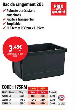 Bac de rangement 20L
