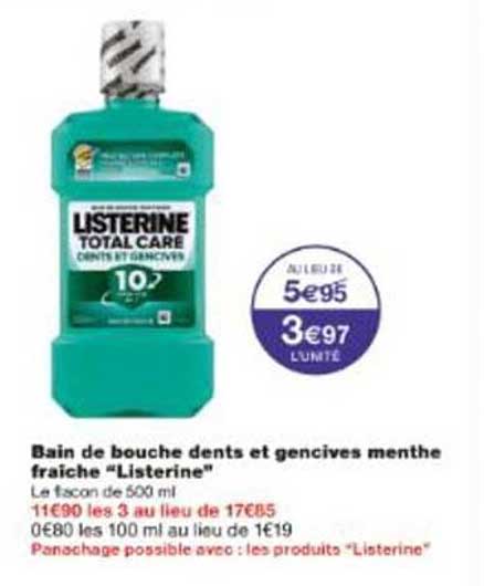 Bain de bouche dents et gencives menthe fraîche “Listerine”