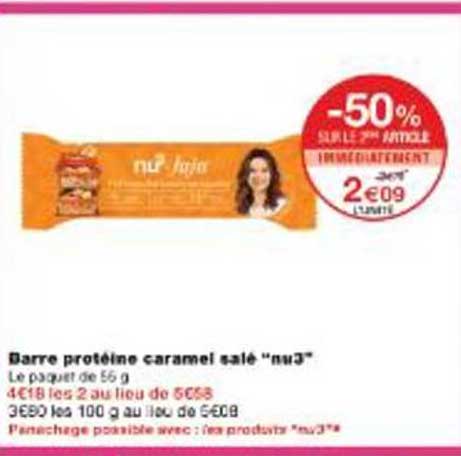 Barre protéine caramel salé "nu3"