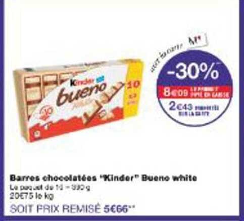 Barres chocolatées "Kinder" Bueno white