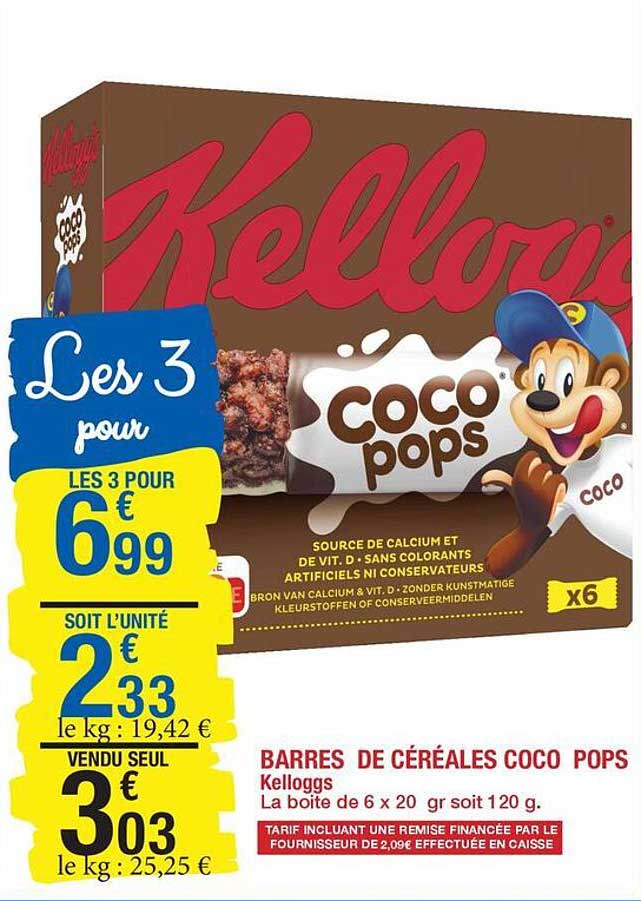 BARRES DE CÉRÉALES COCO POPS Kelloggs