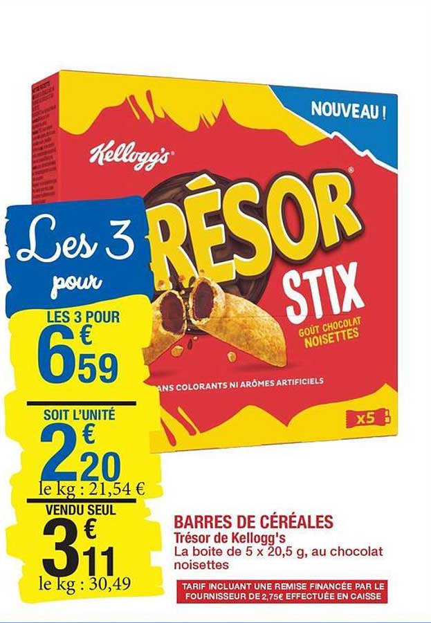 BARRES DE CÉRÉALES Trésor de Kellogg's