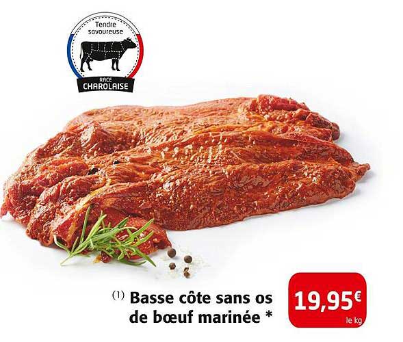 Basse côte sans os de bœuf marinée