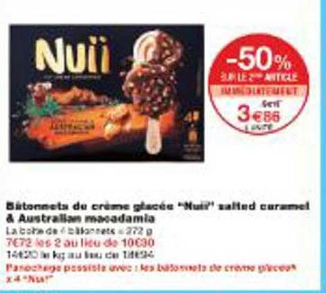 Bâtonnets de crème glacée “Nuii” salted caramel & Australian macadamia