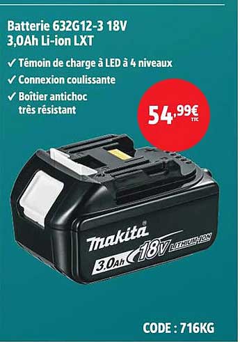 Batterie 632G12-3 18V 3,0Ah Li-ion LXT