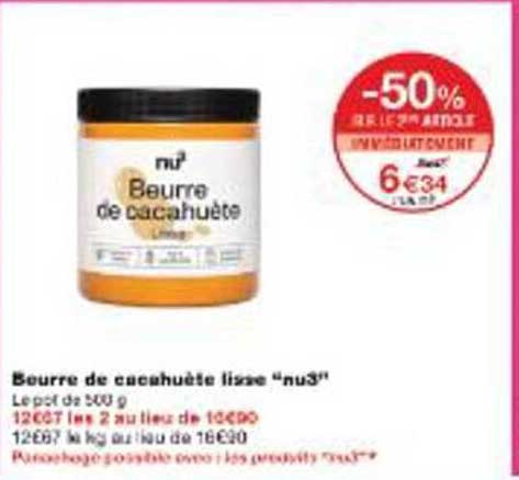Beurre de cacahuète lisse "nu3"