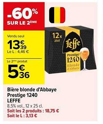 Bière blonde d’Abbaye Prestige 1240 LEFFE