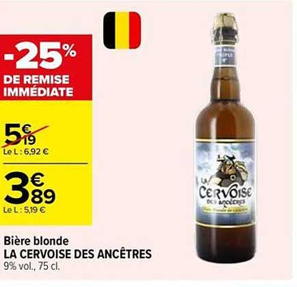Bière blonde LA CERVOISE DES ANCÊTRES