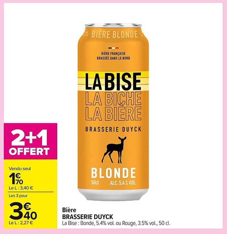 Bière BRASSERIE DUYCK La Bise Blonde