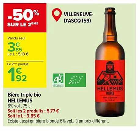Bière triple bio HELLEMUS