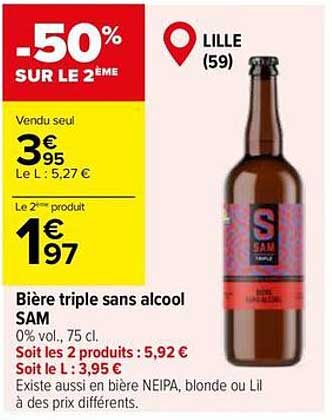 Bière triple sans alcool SAM