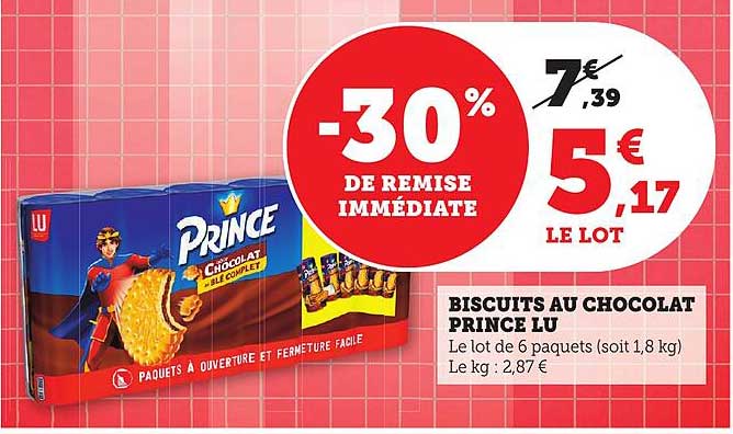 BISCUITS AU CHOCOLAT PRINCE LU
