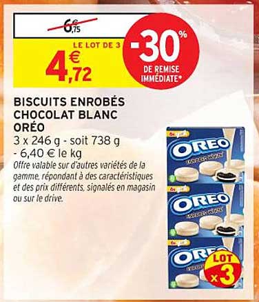BISCUITS ENROBÉS CHOCOLAT BLANC ORÉO