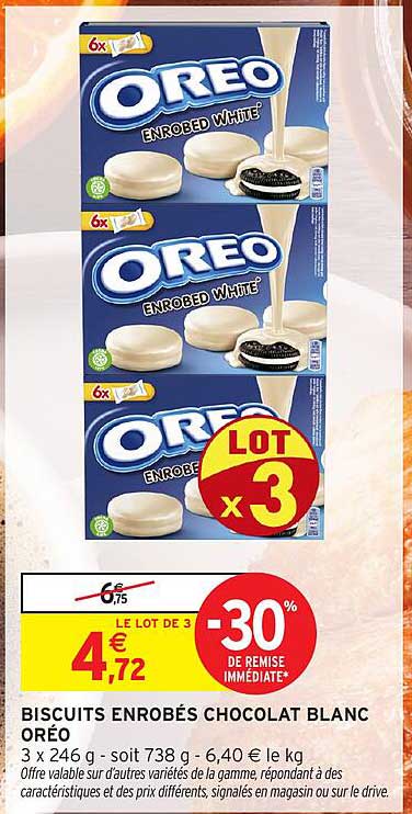 BISCUITS ENROBÉS CHOCOLAT BLANC ORÉO