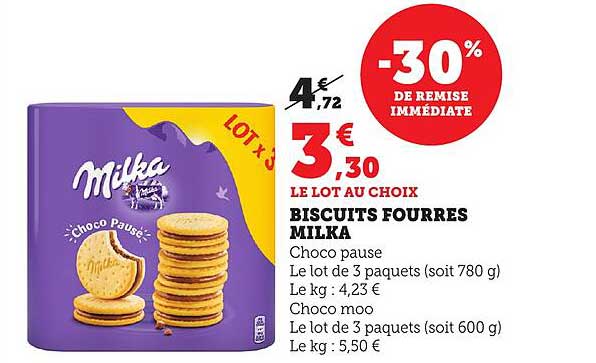 BISCUITS FOURRÉS MILKA