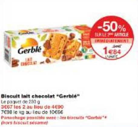 Biscuits lait chocolat "Gerblé"