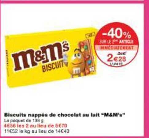 Biscuits nappés de chocolat au lait “M&M's”