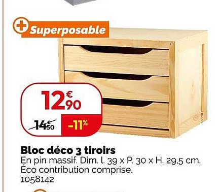 Bloc déco 3 tiroirs