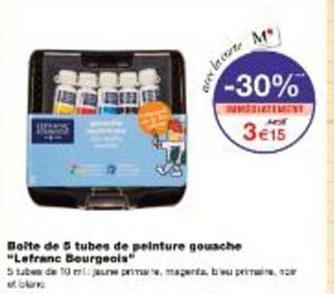 Boîte de 5 tubes de peinture gouache "Lefranc Bourgeois"
