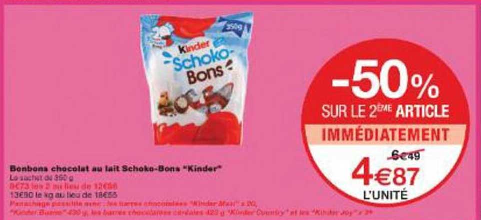 Bonbon chocolat au lait Schoko-Bons "Kinder"