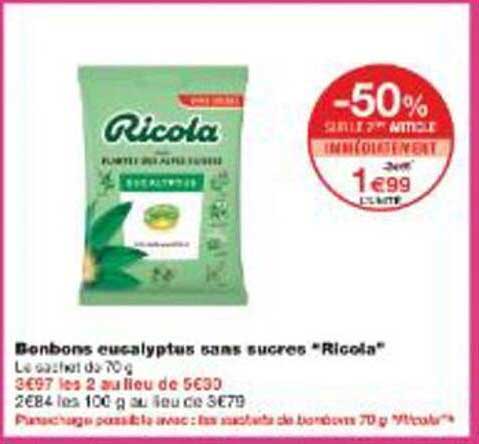 Bonbons eucalyptus sans sucres "Ricola"