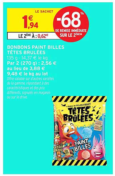 BONBONS PAINT BILLES TÊTES BRÛLÉES