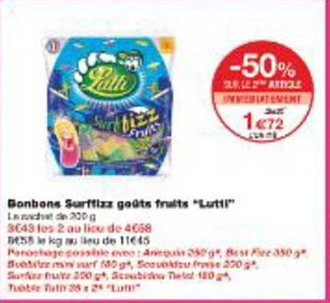 Bonbons Surfizz goûts fruits "Lutti"