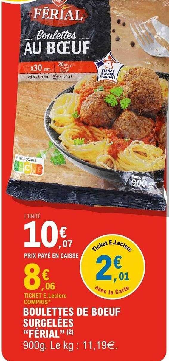 BOULETTES DE BOEUF SURGELÉES "FÉRIAL"