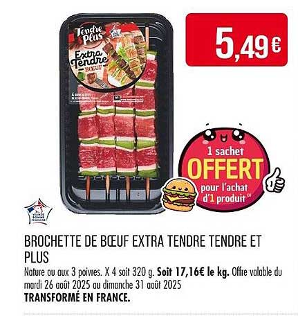 BROCHETTE DE BŒUF EXTRA TENDRE TENDRE ET PLUS