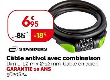 Câble antivol avec combinaison
