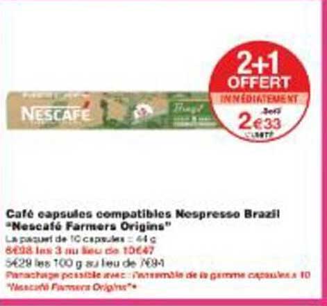 Café capsules compatibles Nespresso Brazil "Nescafé Farmers Origins"