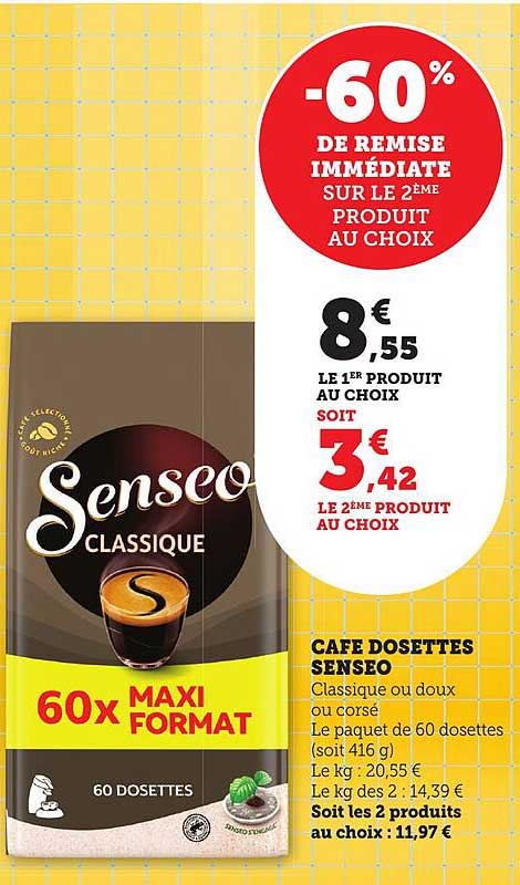 Café dosettes Senseo 60x maxi format