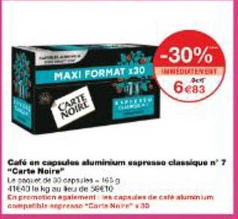 Café en capsules aluminium expresso classique n° 7 "Carte Noire"